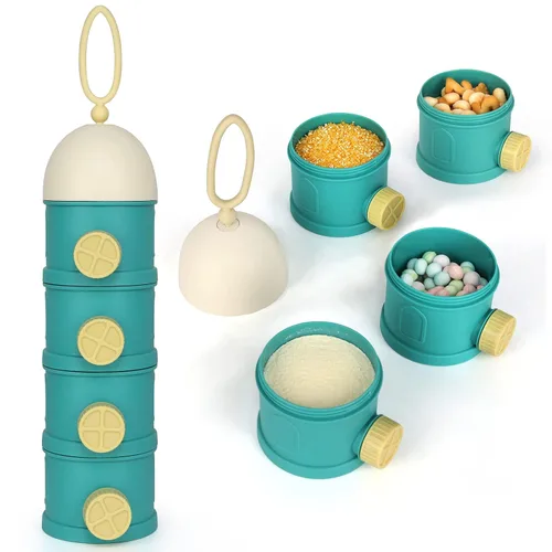 Vista 5 de Dispensador de fórmula Accmor para llevar, contenedor apilable de 4 capas para llevar, contenedor portátil antiderrame de leche en polvo