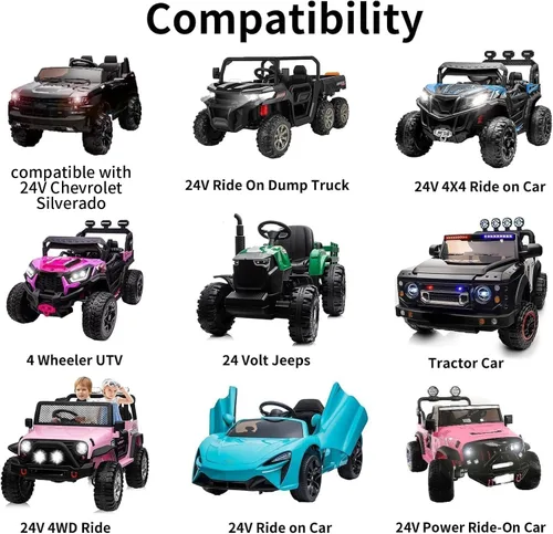 Vista 3 de Cargador de 24 V para niños, cargador de batería de 24 voltios para vehículos eléctricos de 24 V, SUV, Jeep, ATV, Quad, juguetes eléctricos