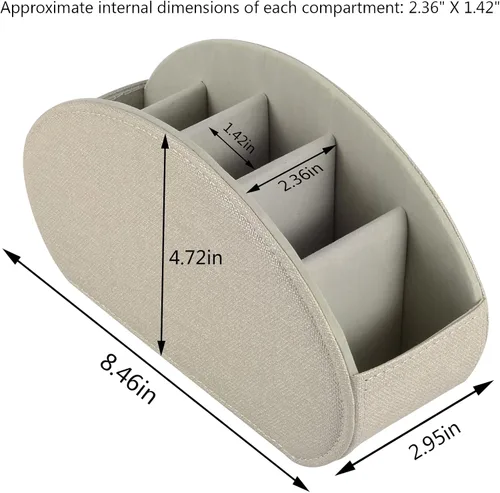 Vista 4 de Soporte para control remoto, organizador/caja para control remoto de TV con 5 compartimentos, organizador de mesita de noche para controladores