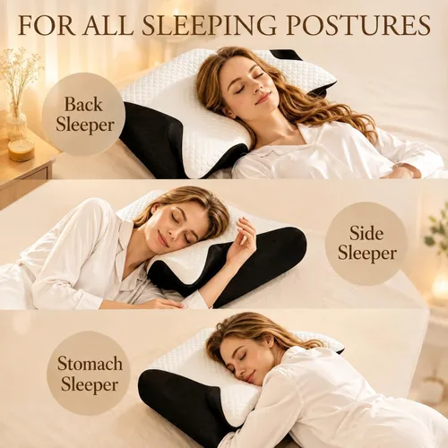Vista 2 de Almohada cervical de espuma viscoelástica Cozy Rest (negro) (gris)