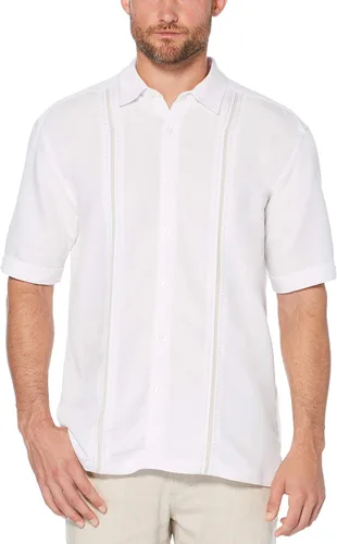 Vista 4 de Cubavera Paneles de inserción de manga corta para hombre con camisa de punto de púa