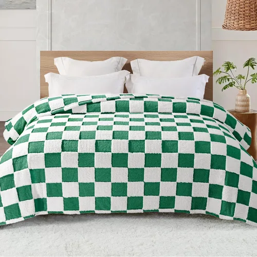 Vista 9 de Exclusivo Mezcla - Manta de franela super suave y cálida con diseño de vellón esponjoso, para sofá, cama, con lindo patrón a cuadros, negro, 50" x