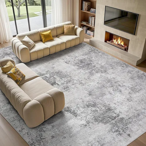 Vista 25 de Tortania Alfombra redonda lavable de 5 pies para sala de estar: Alfombra moderna abstracta neutra grande suave y delgada – Alfombra antideslizante