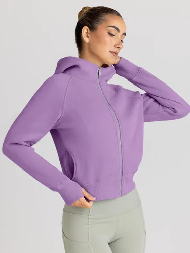 Vista 3 de Trendy Queen - Sudaderas con capucha y cremallera para mujer, sudaderas cortas de vellón, trajes de otoño, estilo informal, cómodas, Y2K, ropa