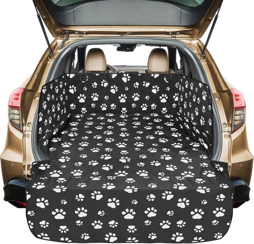 Vista 13 de Veckle SUV Cargo Liner para perros - Funda para maletero con protector de solapa para parachoques Waterproof Pet Cargo Cover with Side Flaps, Dog
