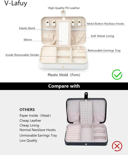 Vista 3 de Organizador de viaje de joyería, joyero de viaje, organizador de joyas de viaje, cajas de joyería de viaje para mujeres, joyero portátil de viaje