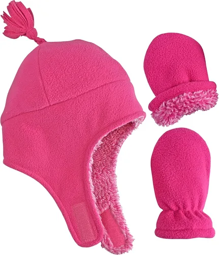 Vista 3 de N'Ice Caps - Conjunto de gorro y mitones de invierno con forro polar sherpa, para niños y bebés, para invierno