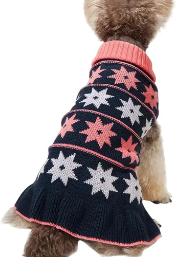 Vista 9 de Jecikelon Suéteres para Mascotas Perros para Perros Pequeños Vestido con Ropa de Punto de Nieve Suéter de Cuello Alto Ropa para Perros Suéter Cálido