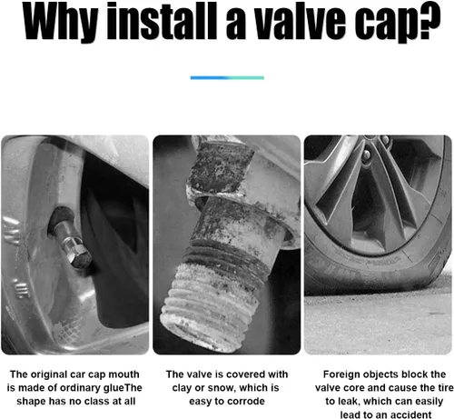 Vista 5 de BESULEN 4 tapas de válvula de neumático de automóvil, cubiertas de vástago de válvula de neumático de automóvil de aleación de aluminio, tapas