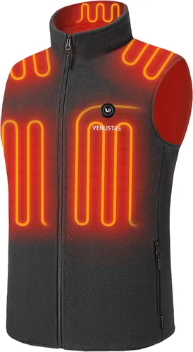 Vista 9 de Venustas Chaleco térmico de forro polar para hombre con batería, chaleco eléctrico ligero con aislamiento Negro