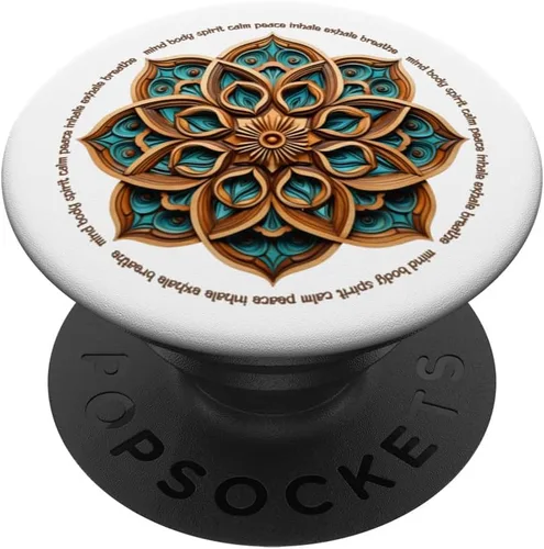 Vista 6 de Mandala #313 - Mind-Body-Spirit Yoga Art PopSockets MagSafe PopGrip for iPhone