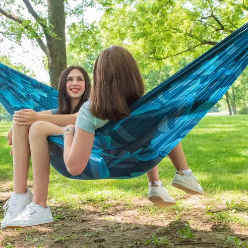 Vista 2 de Equip Hamaca ligera perfecta para mochileros y campamentos, soporta hasta 500 libras y patrones