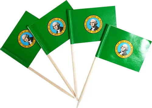 Vista 15 de QQSD Bandera de palillo de dientes de Alabama para decoración de cupcakes, 100