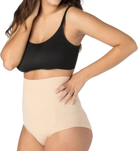 Vista 14 de UpSpring Ropa interior posparto de cintura alta con control de abdomen para mujer, color nude/negro, talla S-XX grande