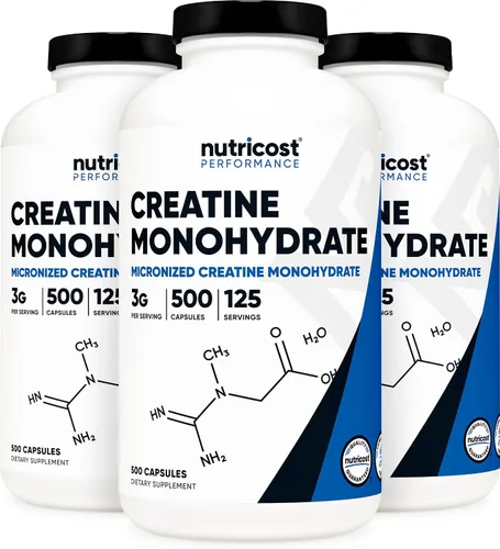 Vista 8 de Nutricost Monohidrato de creatina 3,000 mg, 180 cápsulas