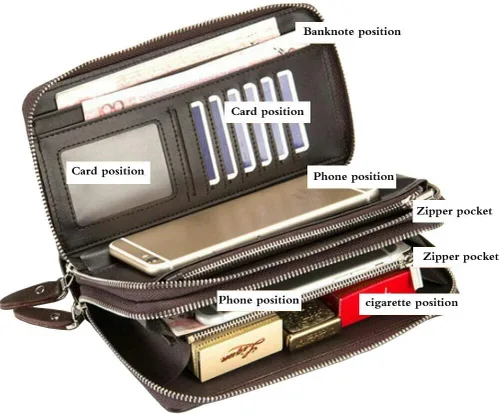 Vista 6 de Hebetag Cartera de cuero para hombre, organizador de muñeca
