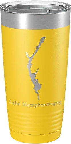 Vista 12 de Lake Memphremagog Map Tumbler Travel Mug Insulated Laser Engraved Coffee Cup Vermont Quebec 20 oz Black