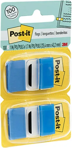 Vista 8 de Post-it Banderas, 1 pulgada x 1.7 pulgadas, doce dispensadores con 50 pestañas adhesivas azules por dispensador (600 banderas en total), marcadores