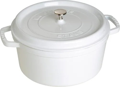 Vista 19 de Staub - Olla redonda de hierro fundido de 2.75 cuartos, color trufa blanca, fabricada en Francia