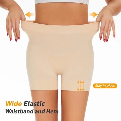 Vista 2 de BESTENA Pantalones cortos sin costuras suaves para debajo del vestido, adelgazantes, pantalones cortos moldeadores