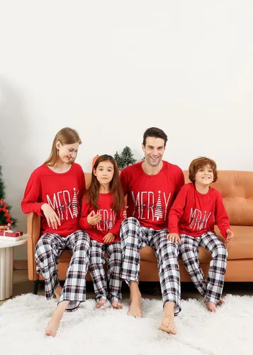 Vista 4 de VNVNE Family Christmas Pajamas Matching Sets, Cute Christmas Printed Sleepwear Holiday Xmas PJs for Women Men Kids