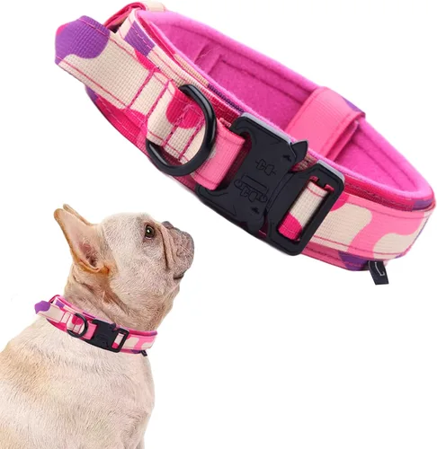 Vista 13 de Collar táctico para perro, ajustable, militar, de nailon, con asa de control y hebilla de metal resistente para perros medianos y grandes (negro, S)