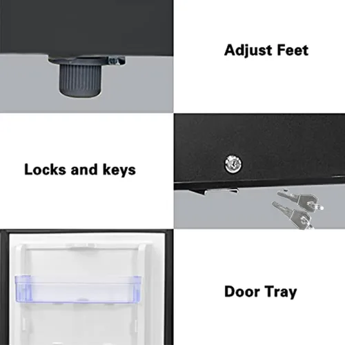 Vista 3 de SMETA Mini refrigerador con cerradura, compacto, bloqueable, sin absorción de ruido, 12 V/110 V, portátil, CC y CA, con bloqueo, para camioneta