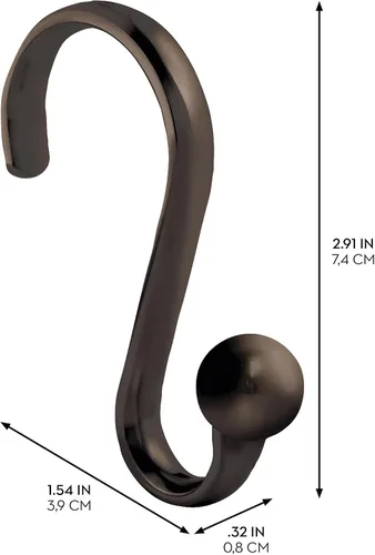 Vista 3 de InterDesign Axis ganchos en forma de S con bucle para cortina de baño
