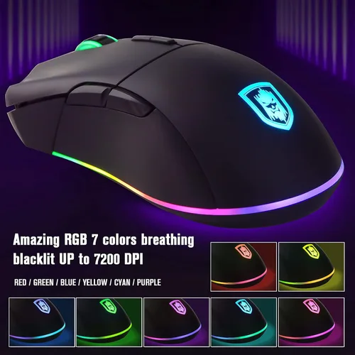 Vista 2 de Combo de teclado y mouse RGB para juegos 87 teclas teclado para juegos con cable USB sensación mecánica retroiluminada con 7200 DPI para PC MAC PS4