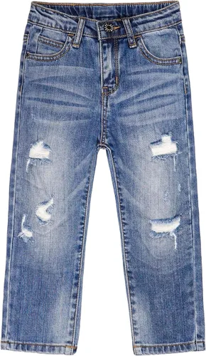 Vista 13 de KIDSCOOL SPACE Pantalones de mezclilla rasgados con banda elástica para niños pequeños Azul-2271