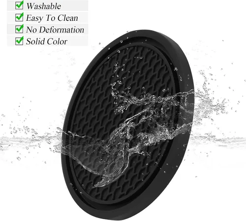 Vista 3 de Paquete de 4 posavasos para automóvil, 2.75 pulgadas, universales, antideslizantes, portavasos para automóvil, tapete de PVC para portavasos