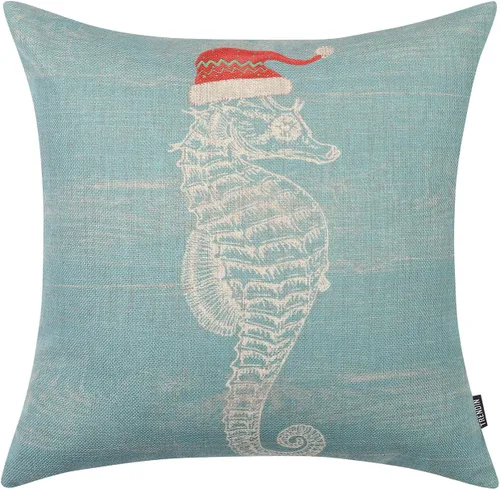 Vista 11 de TRENDIN Funda de Almohada Navideña de Playa 18X18 para Sofá Decoración de Mar y Océano Cangrejo Cuadrada de Lino Funda de Cojín Sofá Decoraciones