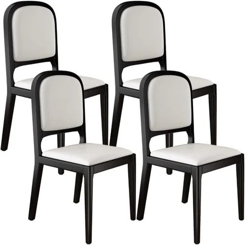 Vista 25 de YVYKFZD Sillas de comedor de madera maciza, juego de sillas de cocina sin brazos, silla de comedor tapizada de cuero, silla de sala de estar