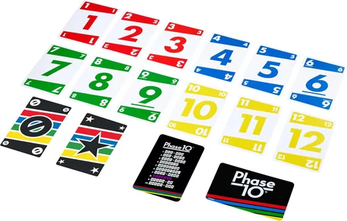 Vista 3 de Mattel Games Phase 10 Juego de cartas, Juego de secuencias tipo Rummy, Incluye 110 cartas, FFY05