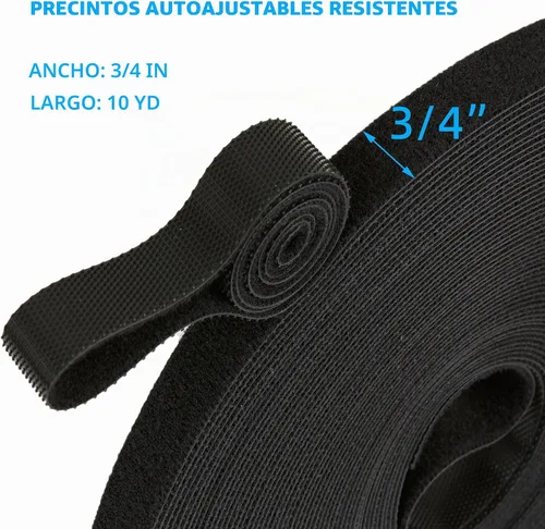 Vista 2 de Rollo de gancho y bucle de 10 yardas x 3/4 pulgadas, bridas de sujeción reutilizables, correas de cables multiusos para organizar el hogar, la 10 Yd