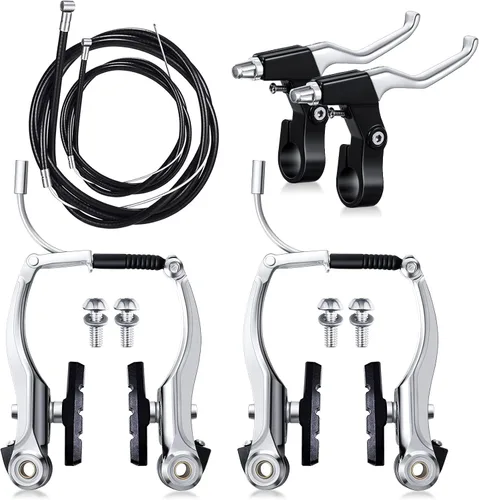 Vista 7 de Juego completo de frenos de bicicleta, negro delantero y trasero bicicleta MTB híbrido freno interior y exterior cables y palanca kit incluye pinzas