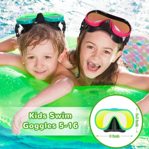 Vista 4 de Keary Gafas de natación para niños con cubierta de nariz para 5-16 años, máscara de natación para niños pequeños, niñas y jóvenes, antivaho