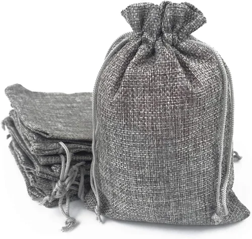 Vista 7 de Bolsas de yute con cordón de ajuste de algodón para regalos, 50