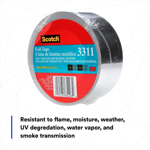 Vista 3 de Scotch - Cinta de aluminio, 2 pulgadas por 50 yardas, 3311, 1 rollo