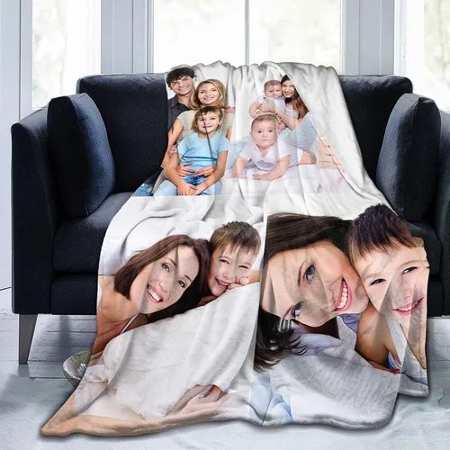 Vista 13 de QETXVI Manta personalizada con fotos, texto, manta personalizada de franela para regalos de cumpleaños de adultos y niños, Navidad, Halloween