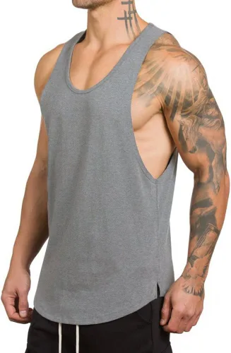 Vista 2 de Camiseta sin mangas de entrenamiento muscular para hombre, culturismo, fitness, T01