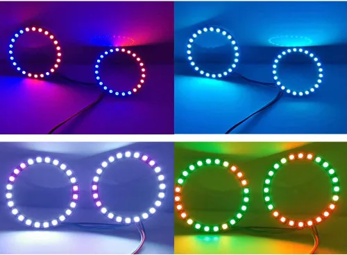 Vista 5 de 24 bits WS2812 RGB LED anillo 24 X 5050 WS2812B LED con controlador integrado direccionable individual programable para Arduino Raspberry Pi ESP32