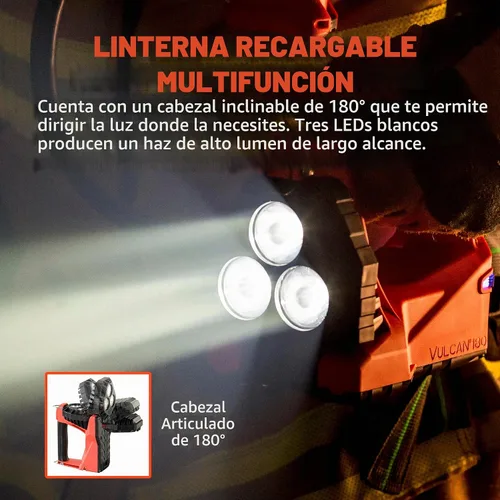 Vista 8 de Streamlight 44311 Vulcan 180 LED linterna recargable AC/DC cargador 1200 lúmenes, naranja - 1200 lúmenes