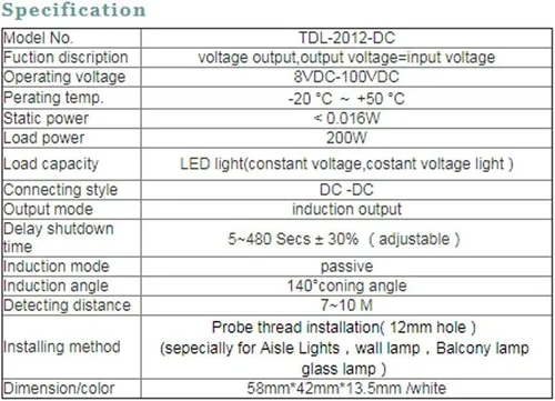 Vista 3 de Luz infrarroja del interruptor del sensor de detección de movimiento de 12V (12V)