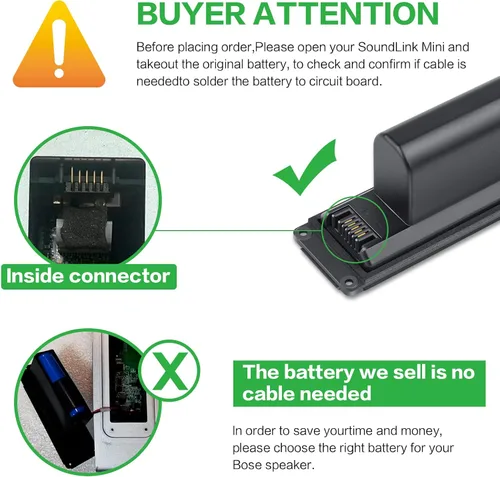 Vista 3 de Batería de 7.4V 22.2Wh 061384 para Bose Soundlink Mini I One Gen 1 Altavoz Versión de EE. UU. Batería para 413295 61385 61384 61386 63287 061384