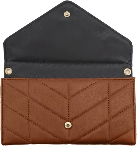 Vista 5 de XOXO Cartera pequeña de cuero vegano con correa cruzada de cadena para mujer, Coñac