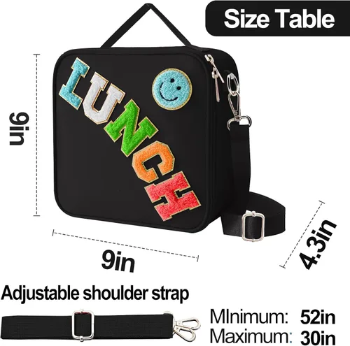 Vista 6 de Bolsa de almuerzo aislada con correa ajustable para el hombro, caja de almuerzo grande aislada de nylon, bolsa de almuerzo reutilizable con asa