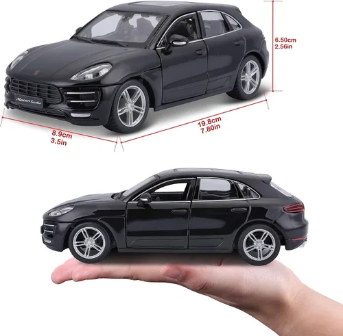 Vista 6 de Bburago 1:24 ScalePorsche Macan Vehículo fundido a presión, negro metálico