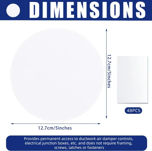 Vista 2 de Sosation 6 piezas de placa de techo cubierta de agujero de pared, placa plana de plástico en blanco con 48 piezas de cinta adhesiva de doble cara