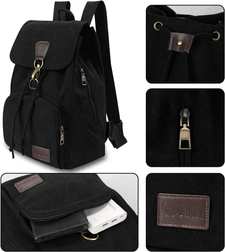 Vista 20 de Mochilas de lona a la moda, bolso casual para compras al aire libre, mochila deportiva, senderismo, viajes, bolsa multiusos, Café, Mochilas